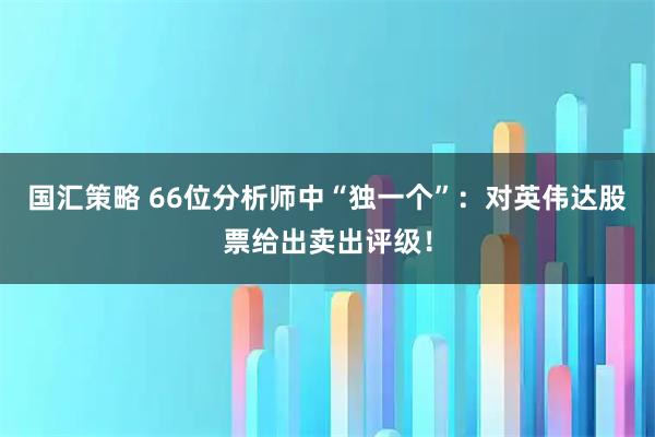 国汇策略 66位分析师中“独一个”：对英伟达股票给出卖出评级！